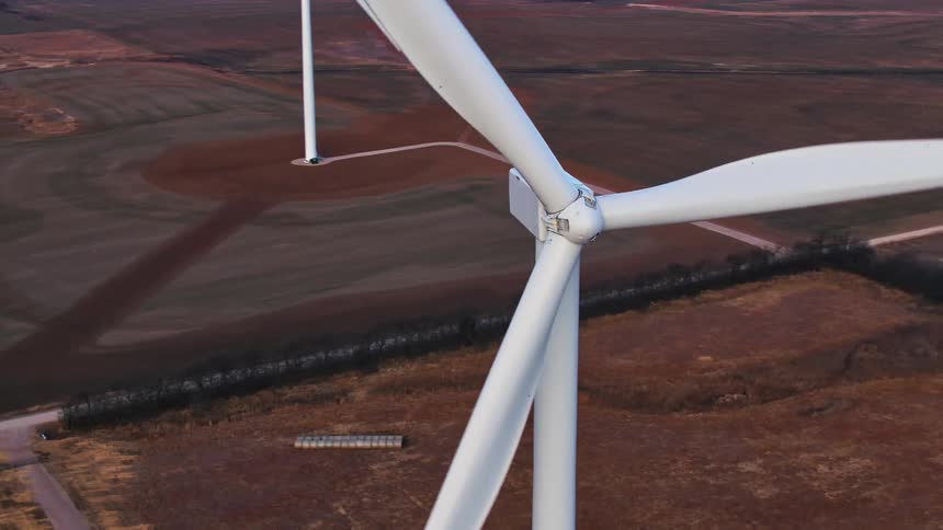 Wind turbines on a wind farm