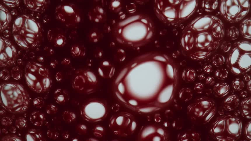 White red and gray colors that look like bubbles and blood