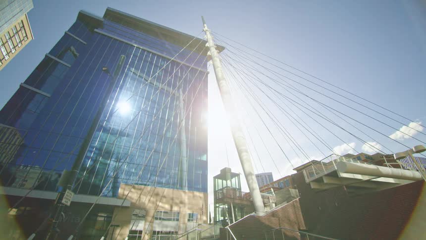 A view of a downtown city is displayed