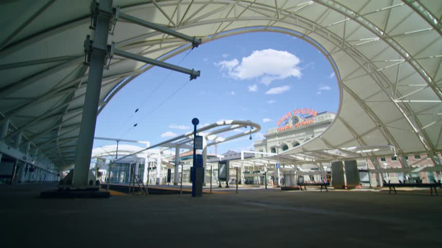 A building interior in a city