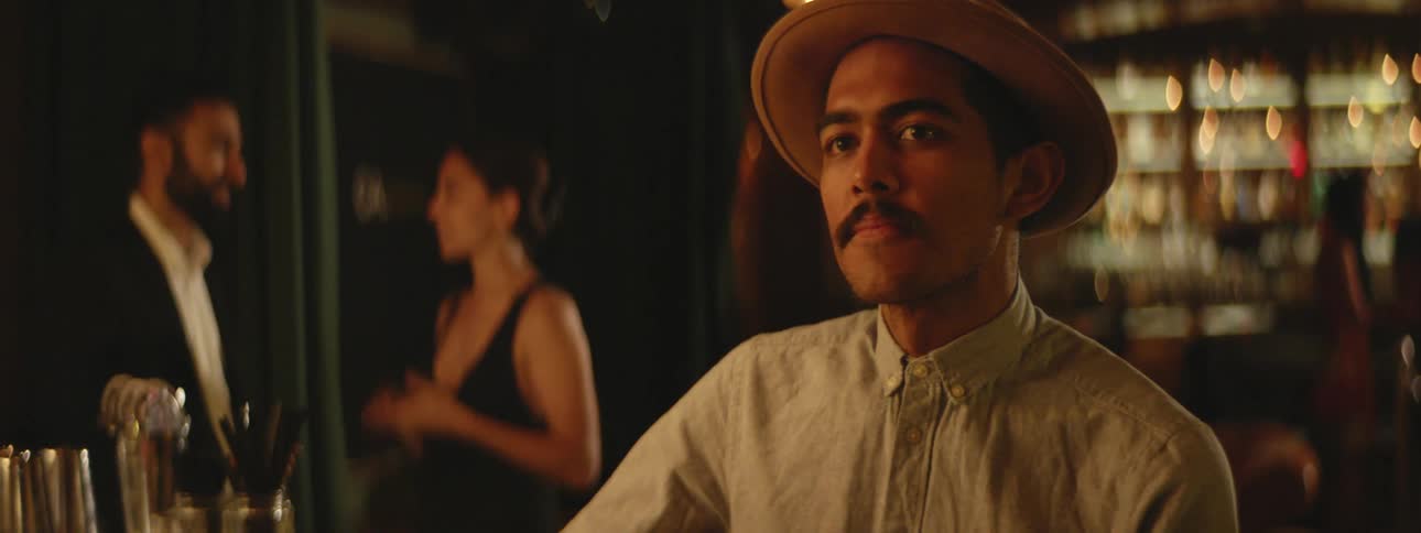 A man sits in the bar