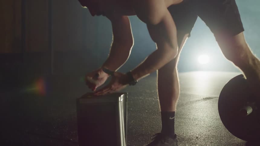 A man is working out in a building