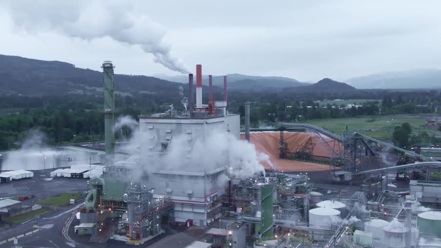 A view of an industrial plant is displayed
