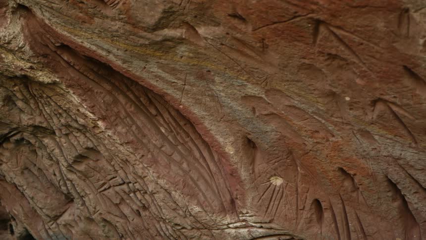 There are different carvings in the rock