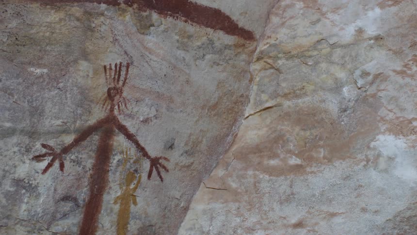 A cave wall with cave art