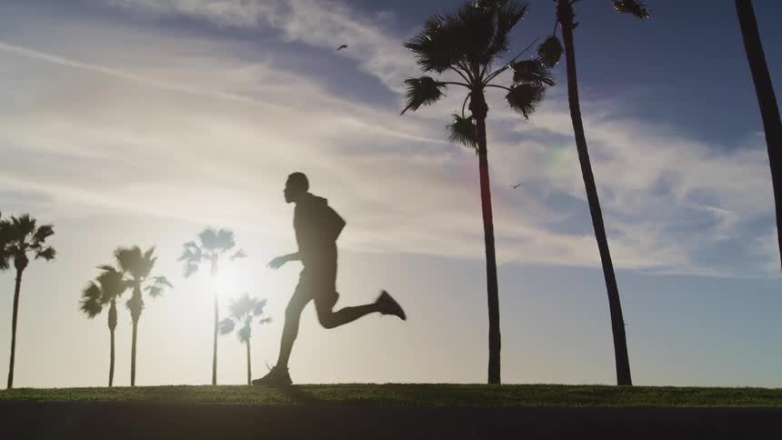 A man running outside