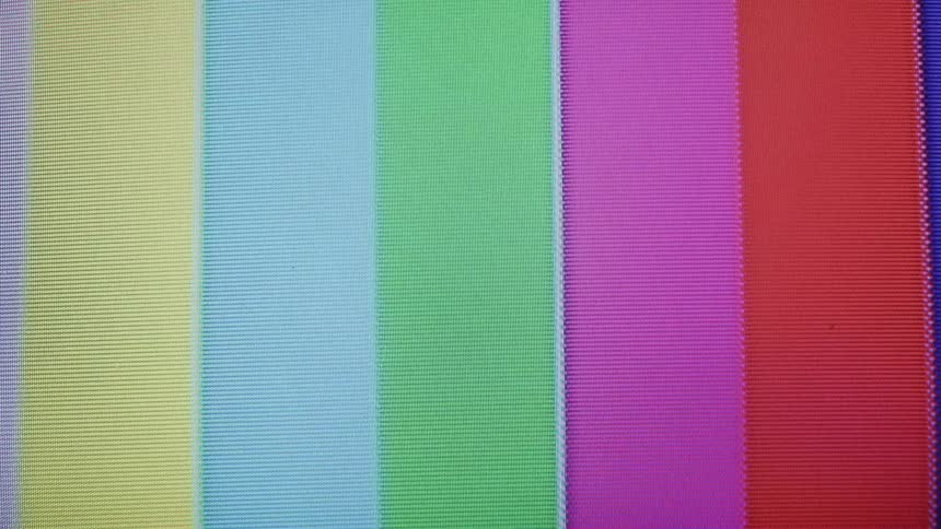 Colors flashing on a broken television screen