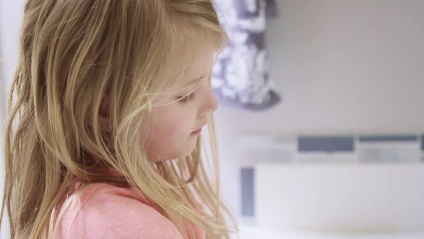 A little girl inside