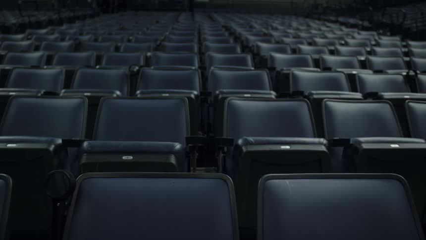 The stadium seats are all empty