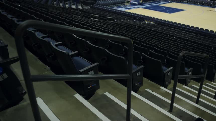 The basketball stadium is completely empty