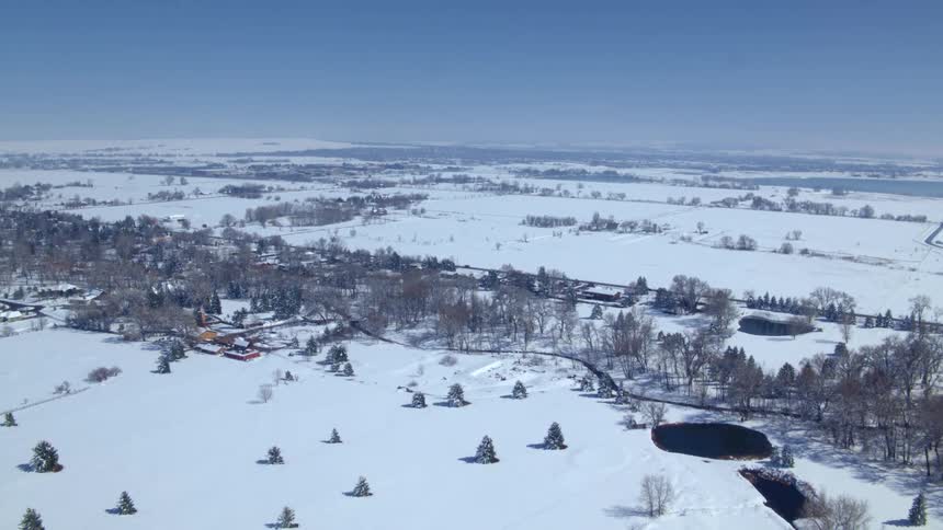 A rural area on a snowy winter day