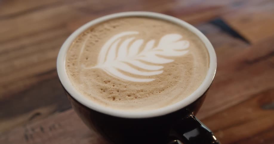 Coffee art on a beverage in a restaurant