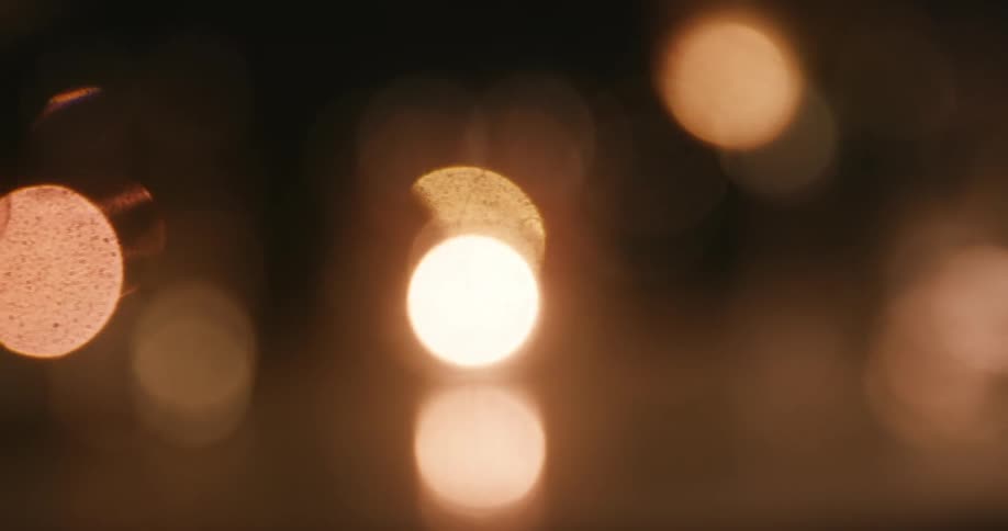 Yellow lights glowing at night