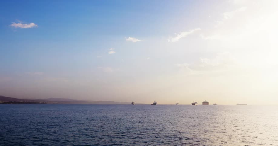 Landscape view of boats in the ocean