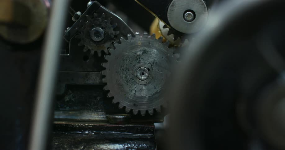Gears turning on a machine
