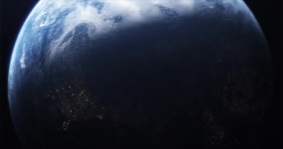 Shadow slowly encompassing one side of the planet earth