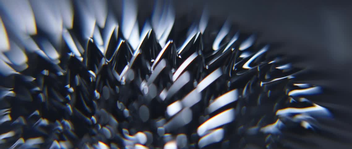 Spikes on a ferrofluid reacting to a magnetic field