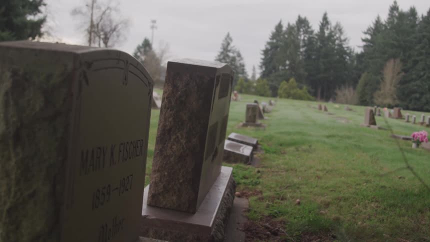 Tombstones in a cemetery