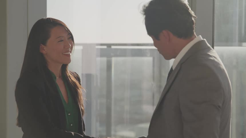 People shaking hands in an office