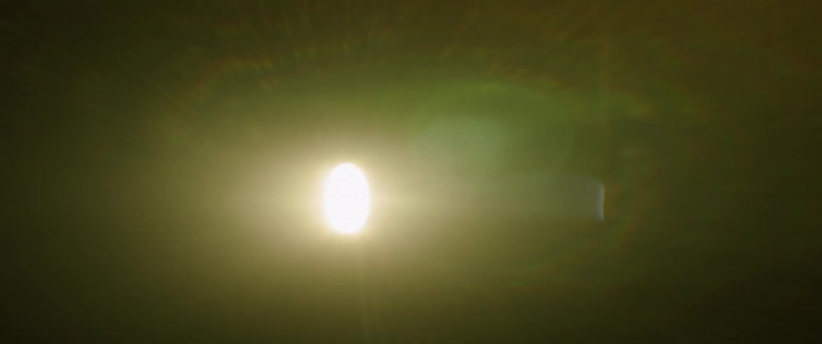 A light shines brightly