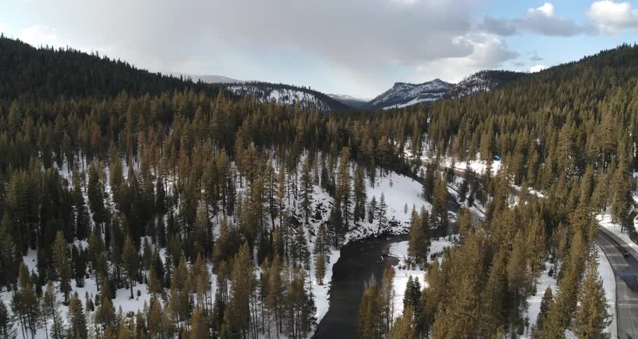 The highway runs through the mountain range