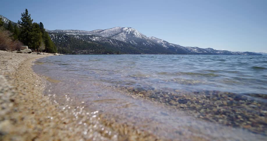The small waves hit the shore