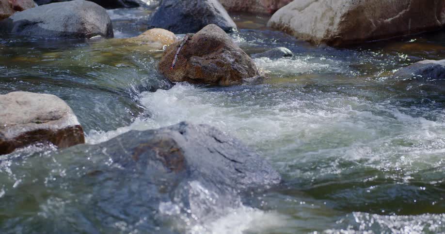 Water flowing over rocks in a river