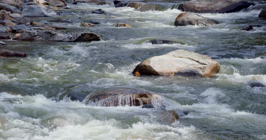 Stream flows along a fixed route formed by a channel cut into ground