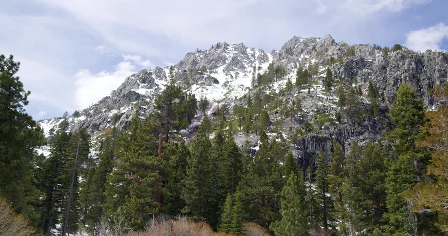 An aerial view of a mountain surrounded by trees is displayed