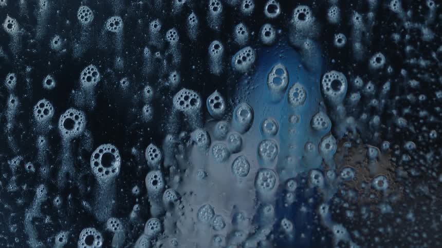 A person is cleaning glass with a spray bottle