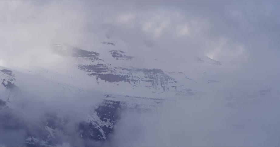 Timelapse of clouds in front of a snowy peak