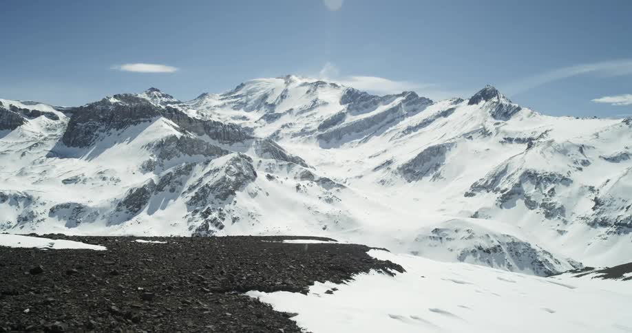 Snow covered mountains on a sunny winter day