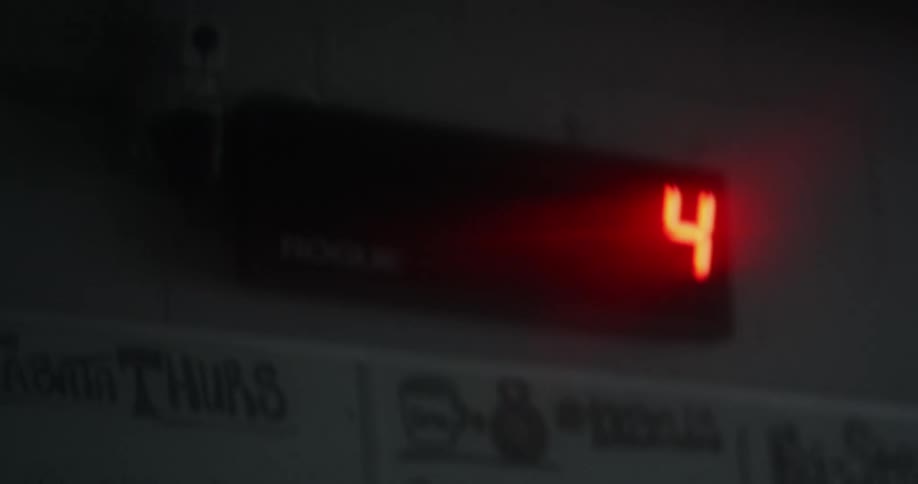 A timer counting down digits on a machine