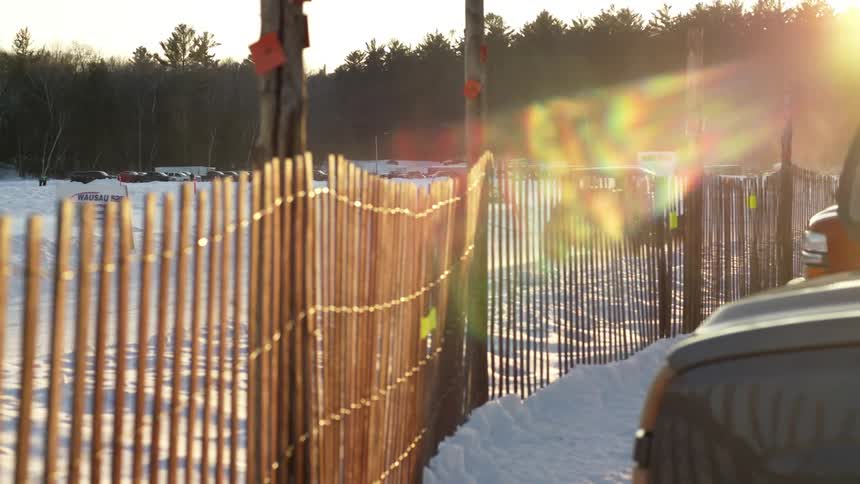A car racing in the snow