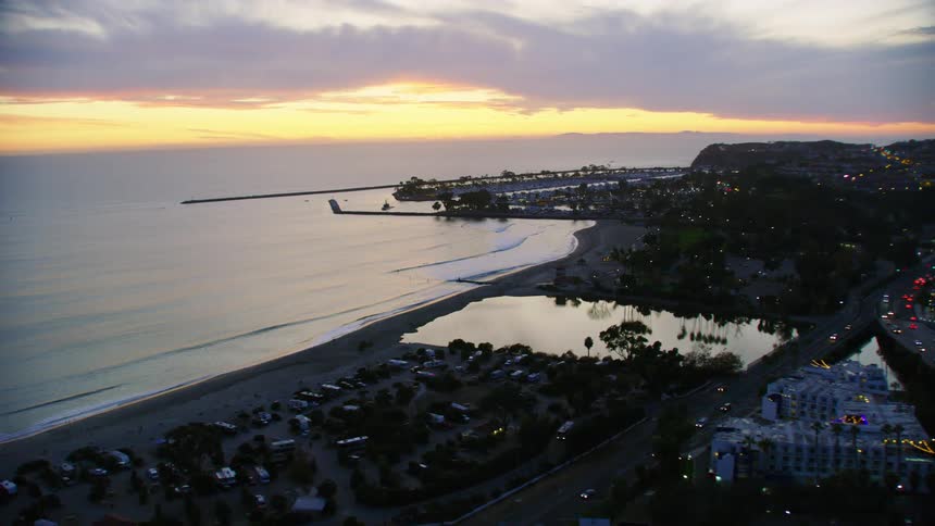 Aerial shot of surfers at Sunset, Doheny State Beach, Dana Point