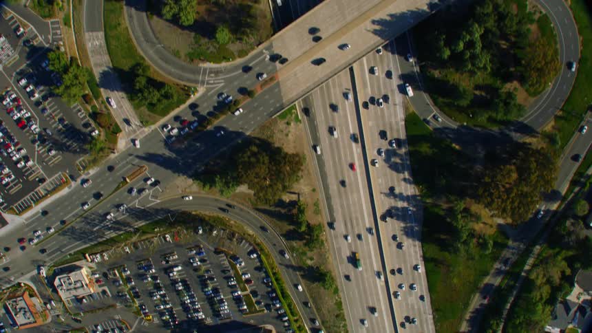 Aerial view of traffic on highway at day
