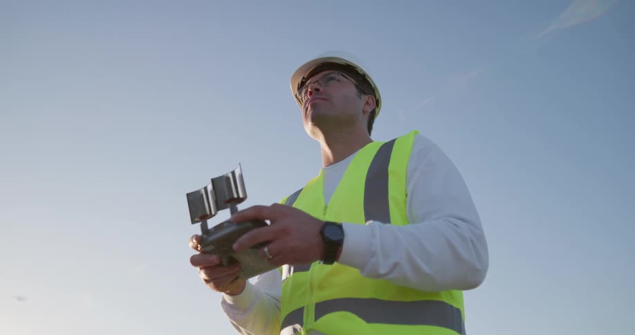 A construction worker is standing outdoors