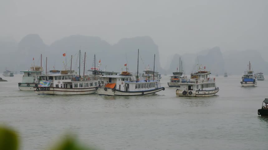 Ships docked in the ocean