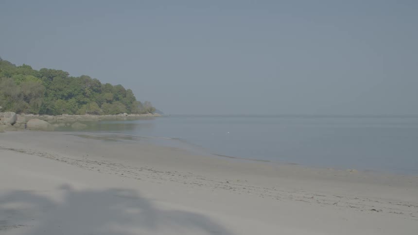 A white sandy beach on a summer day
