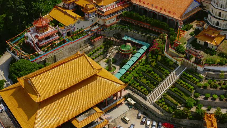A complex of elaborately designed buildings of asian architecture