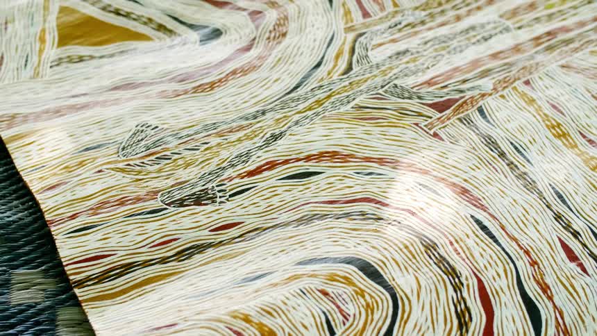 A painting with patterns on paper