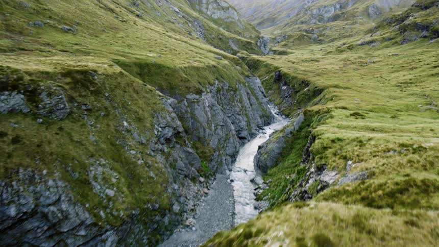 River gorge canyon with surrounding grasslands