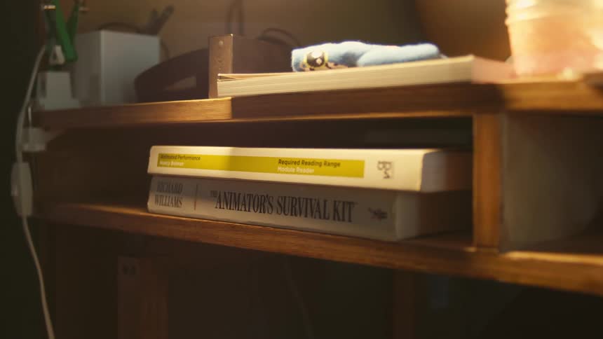 Books sitting on a shelf in a house