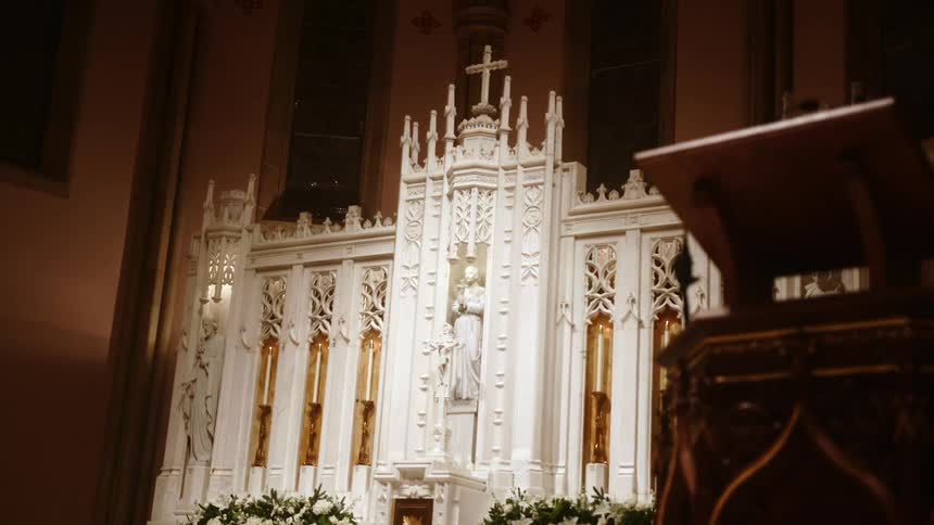 A church tabernacle with flowers