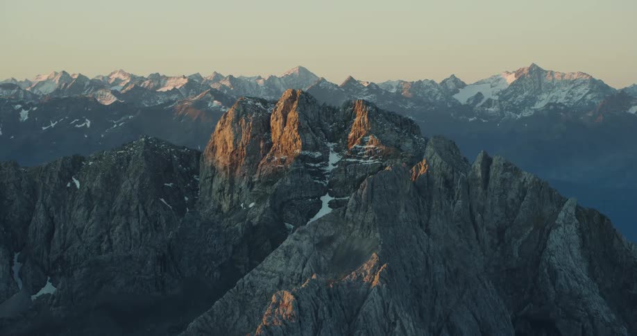 An aerial view of a mountain range