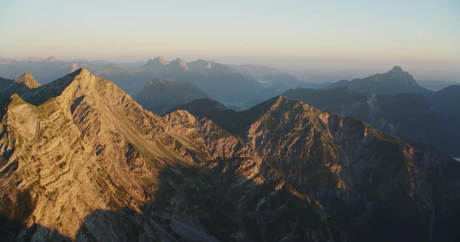 Rugged mountain range at dawn