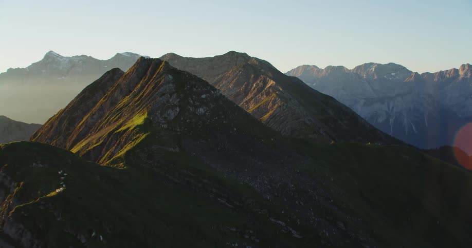 An aerial view of a mountain range