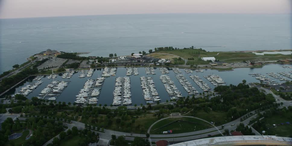 A stadium next to a body of water