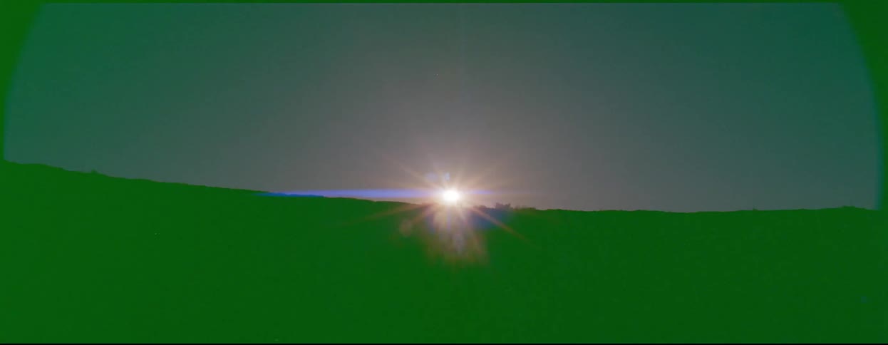The footage of the sunset glitches