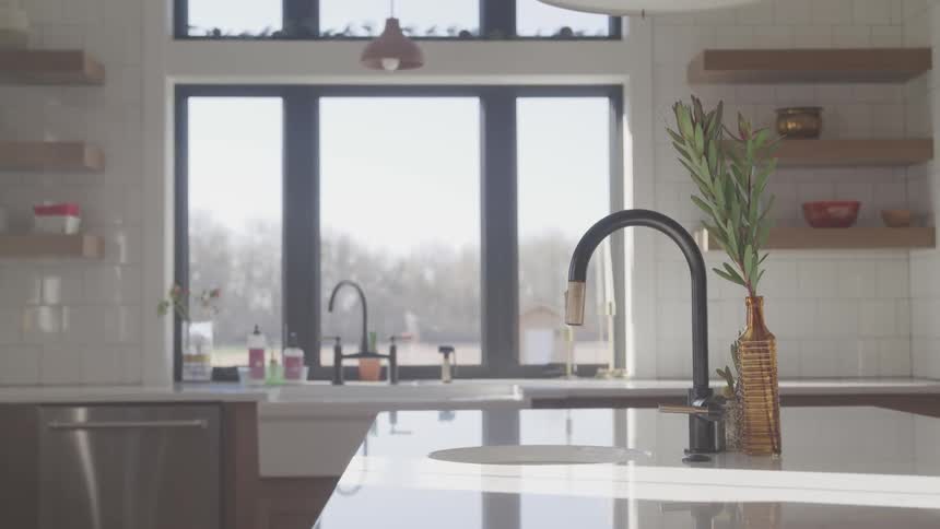View of an interior of a modern kitchen